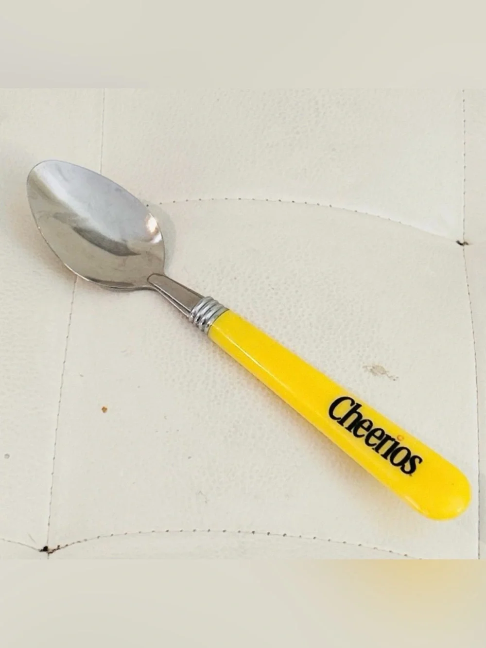 Vintage Cheerios Yellow Handle Stainless Steel Cereal Spoon